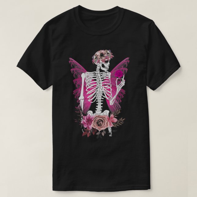 Camiseta Skelstit Fairy Grunge Fairycore Flor Halloween C (Frente do Design)