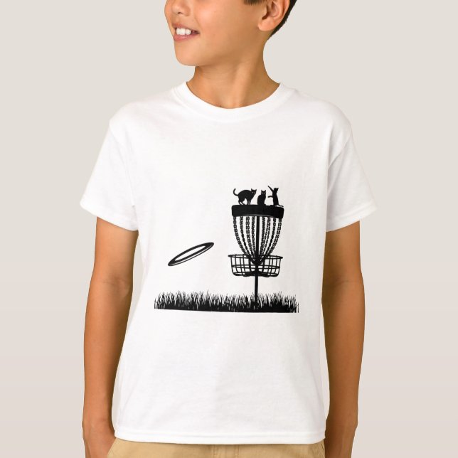 Camiseta Sket de Disc Golf Com Gatos - Disc Golfer Disc Fun (Frente)