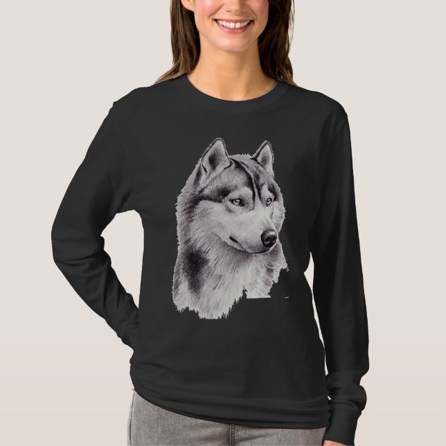 Camiseta Sketch Siberian Husky Long (Frente)