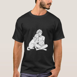 Camiseta Sketchy Doodle Person Hugging Dog