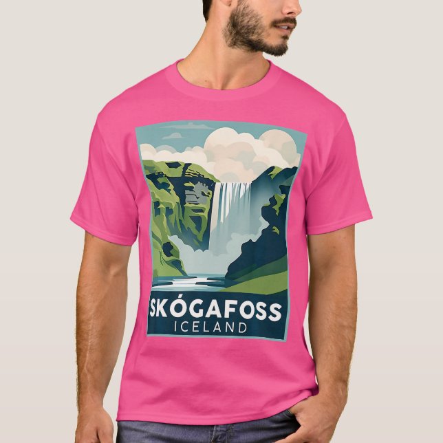Camiseta Skgafoss Waterfall Islândia Caminhando Camping Skg (Frente)