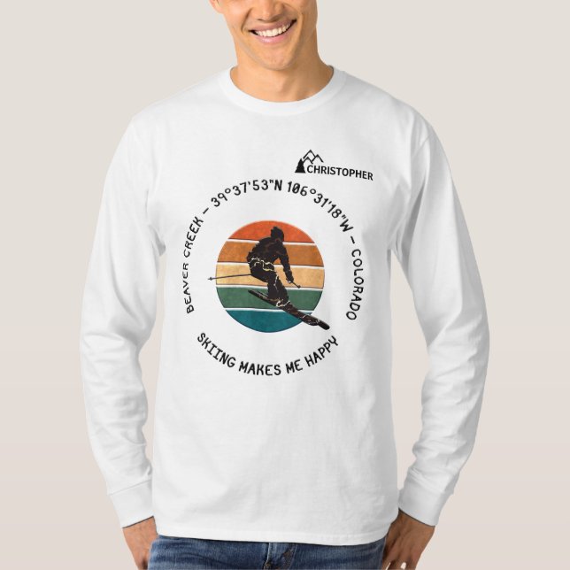 Camiseta Ski Beaver Creek, Colorado - Man Skier, Black Text (Frente)