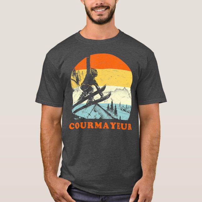 Camiseta Ski Courmayeur Itália Vintage Snow Skiing (Frente)