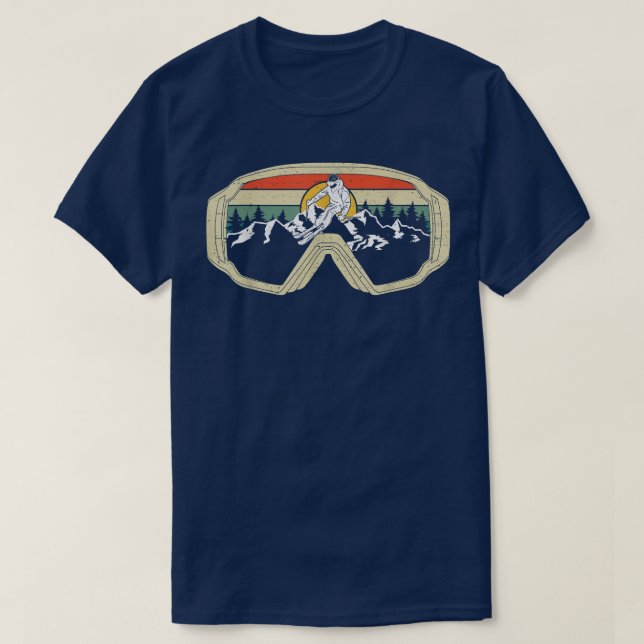 Camiseta Ski Goggles Mountain Snow Skiing Retro Winter Vaca (Frente do Design)