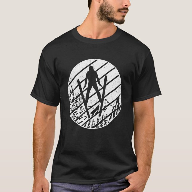 Camiseta Ski jumping retro ski flying winter sports ski jum (Frente)