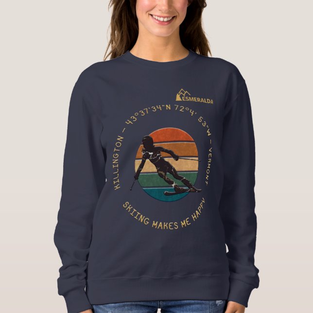 Camiseta Ski Killington, Vermont - Woman Skier, Texto Amare (Frente)