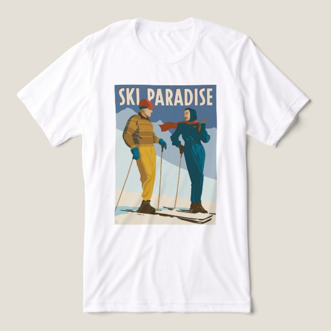 Camiseta Ski Paradise Vintage Impressão (Design frontal)