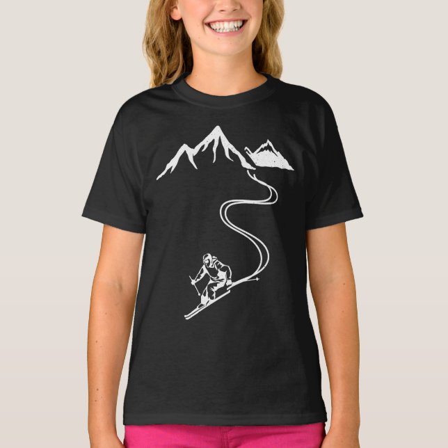 Camiseta Ski Skiing Mountains Skier Winter Sports (Frente)