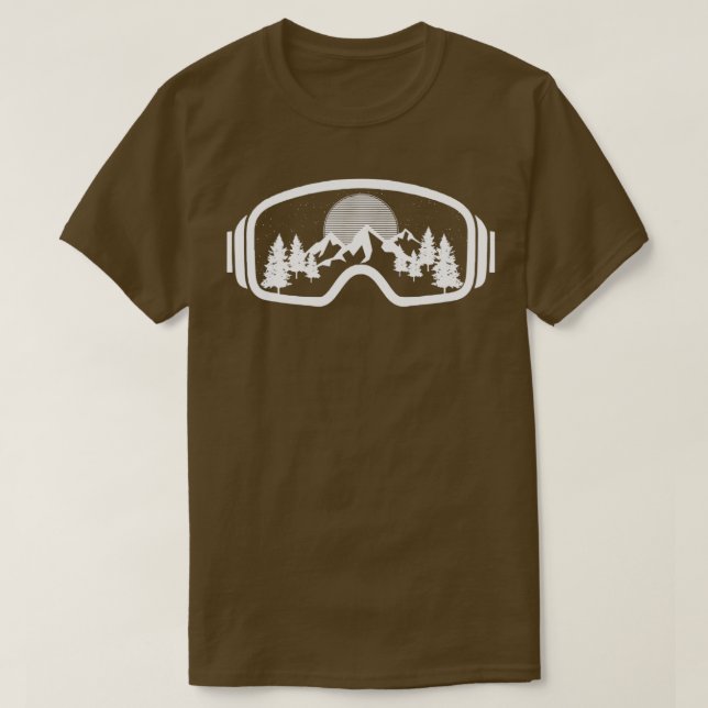 Camiseta Ski Snowboard Goggles Skiing Snow Mountain Winter  (Frente do Design)
