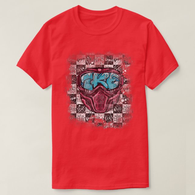 Camiseta Ski Snowboard Rainbow Goggles Skiing Mountain Ape (Frente do Design)