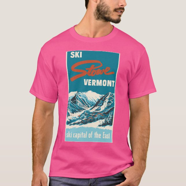 Camiseta Ski Stowe Vermont Poster vintage (Frente)