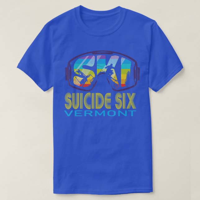 Camiseta Ski Suicida Seis Vermont Esquiando Férias (Frente do Design)