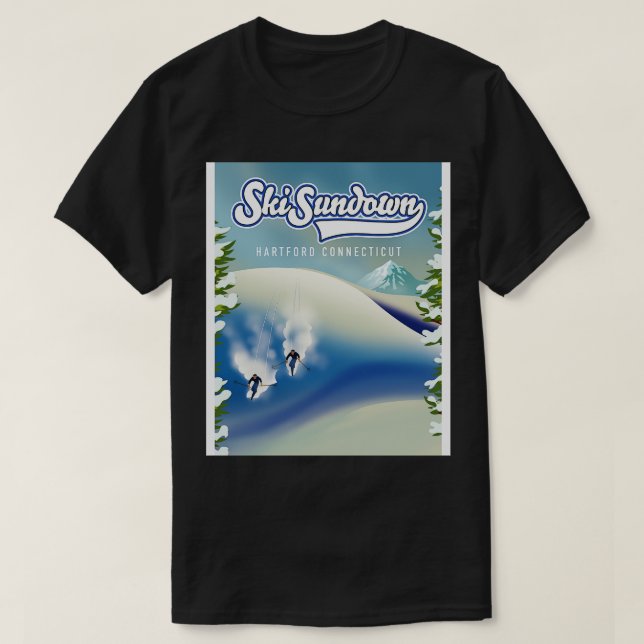 Camiseta Ski Sundown New Hartford ski poster (Frente do Design)