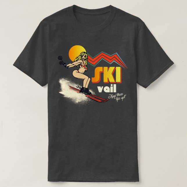Camiseta Ski Vail 70s80s Estilo Retro Souvenir Esqui (Frente do Design)