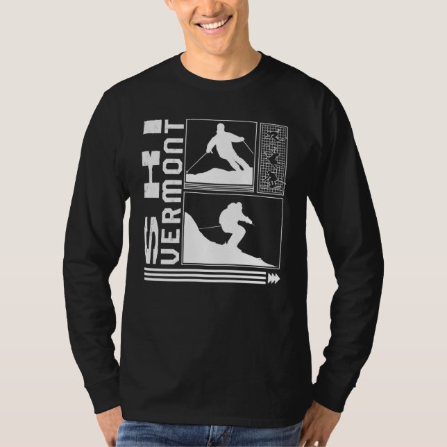 Camiseta Ski Vermont Skiing Skier Winter Snowboard Snowboar (Frente)