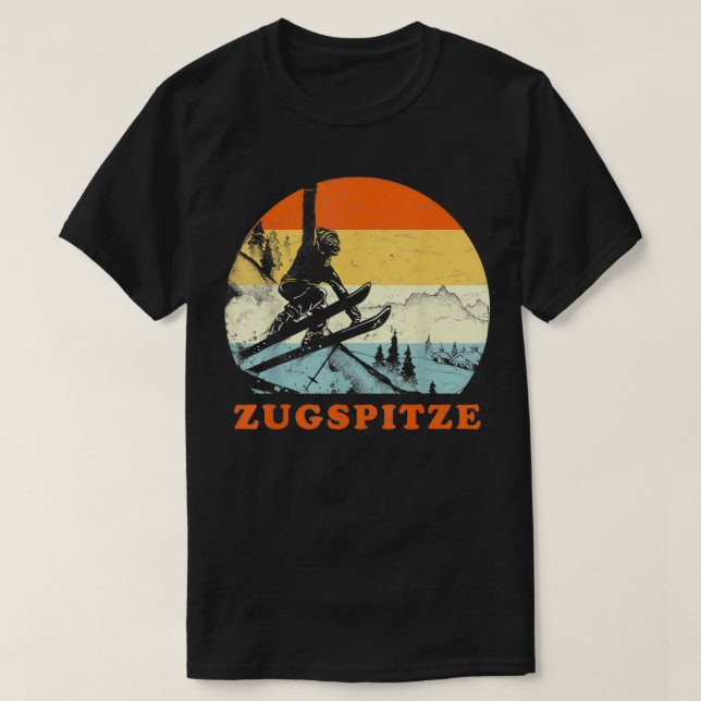Camiseta Ski Zugspitze, Alemanha Vintage Snow Skiing Vacati (Frente do Design)