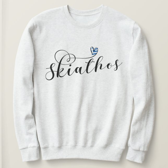 Camiseta Skiathos Heart Design com Bandeira Grega (Frente do Design)