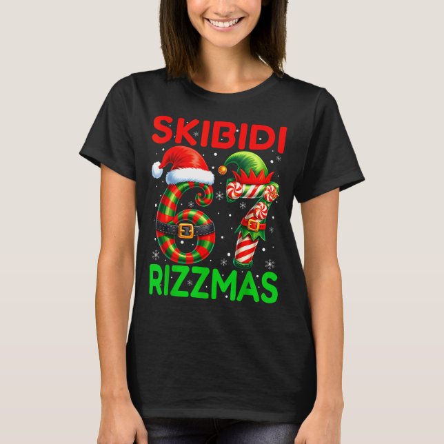 Camiseta Skibidi 67 Rizzmas Funny Six Seven Meme Christmas  (Frente)