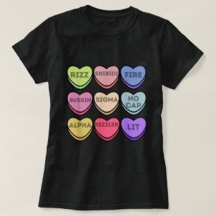Camiseta Skibidi Rizz Hearts Engraçado Namorados Meme Art
