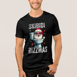 Camiseta Skibidi Rizzmas Natal Branco Divertido Papai Noel