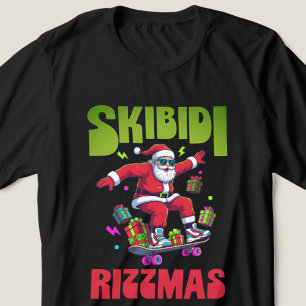 Camiseta Skibidi Rizzmas Papai Noel em seu Skate