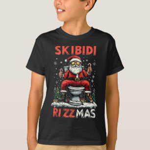 Camiseta Skibidi Rizzmas Papais noeis Toilet Engraçado Nata