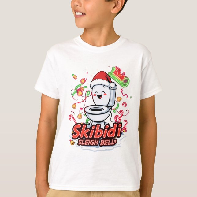Camiseta  Skibidi Sleigh Bells gen Alpha meme Christmas (Frente)