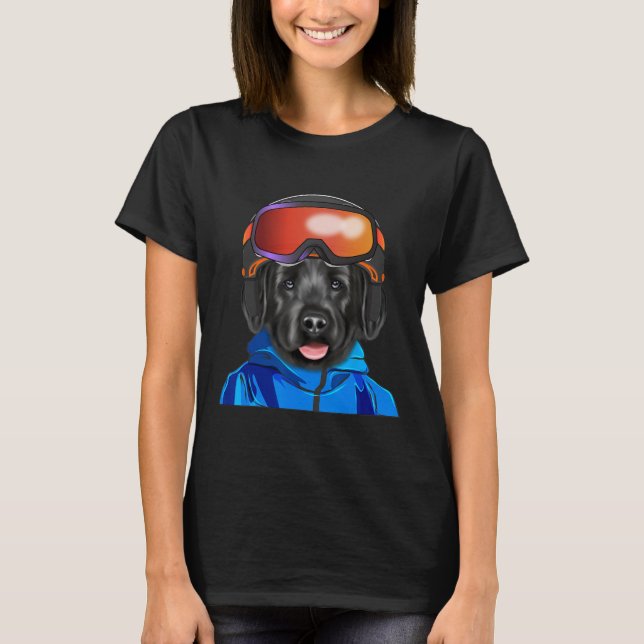Camiseta Skier Black Russo Terrier Snowboard Dog Para M (Frente)