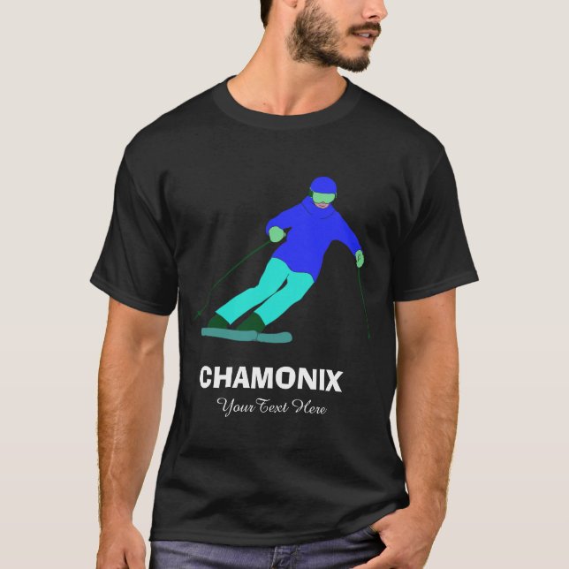 Camiseta Skier Snow Skiing Ski Racing Custom Chamonix (Frente)