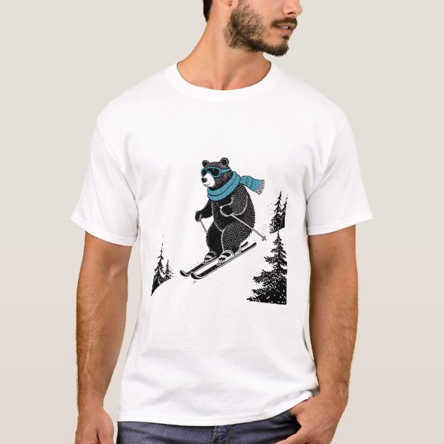 Camiseta Skiing Bear, Funny Wintersports, Dad Ski Slope, Fu (Frente)