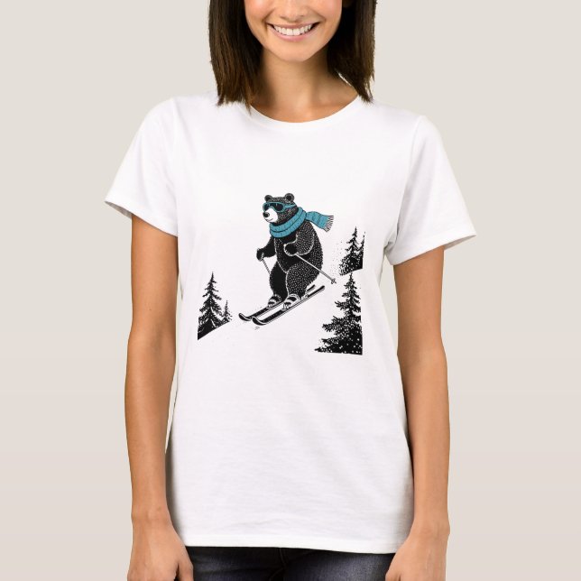 Camiseta Skiing Bear, Funny Wintersports, Dad Ski Slope, Fu (Frente)