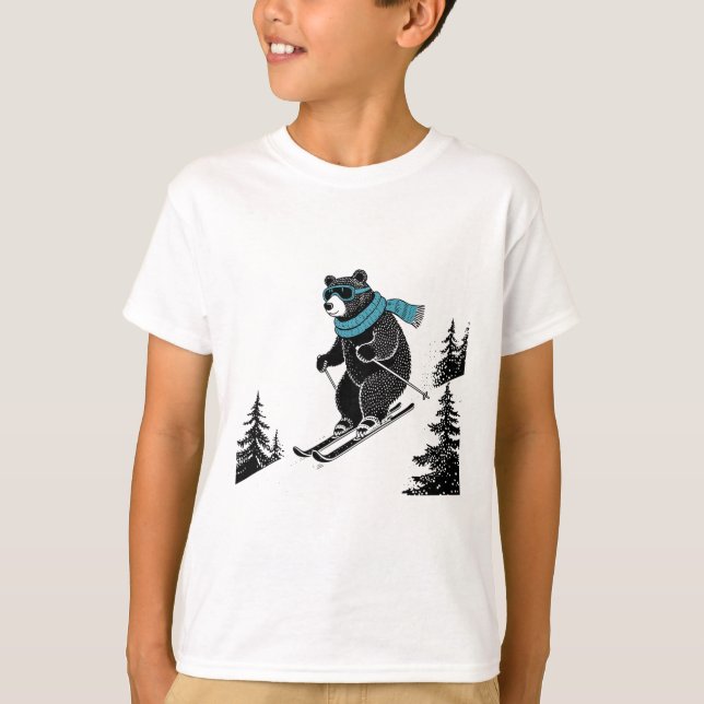 Camiseta Skiing Bear, Funny Wintersports, Dad Ski Slope, Fu (Frente)