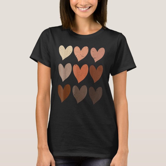 Camiseta Skin Tone Hearts Black History Melanin Afro Africa (Frente)