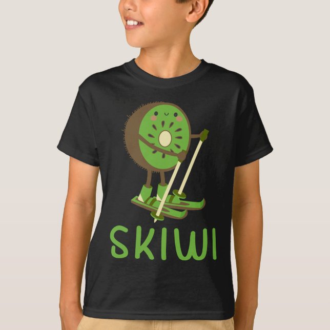 Camiseta Skiwi Kiwi Ski Skier Frutas de Fruta de inverno Ap (Frente)