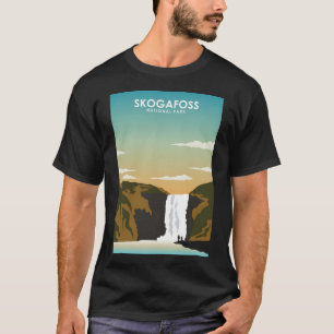 Camiseta SkogafosIslândia Retro Waterfall National Park
