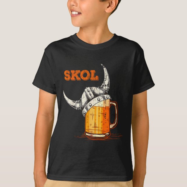 Camiseta Skol Nordic Viking Helmet Drinking Gl  (Frente)