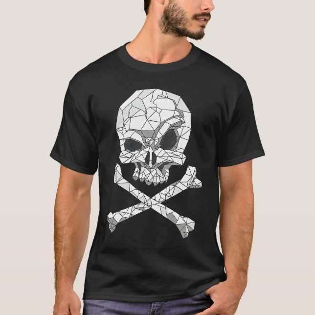 Camiseta Skull And Bones Geometric Bizarre Dark (Frente)
