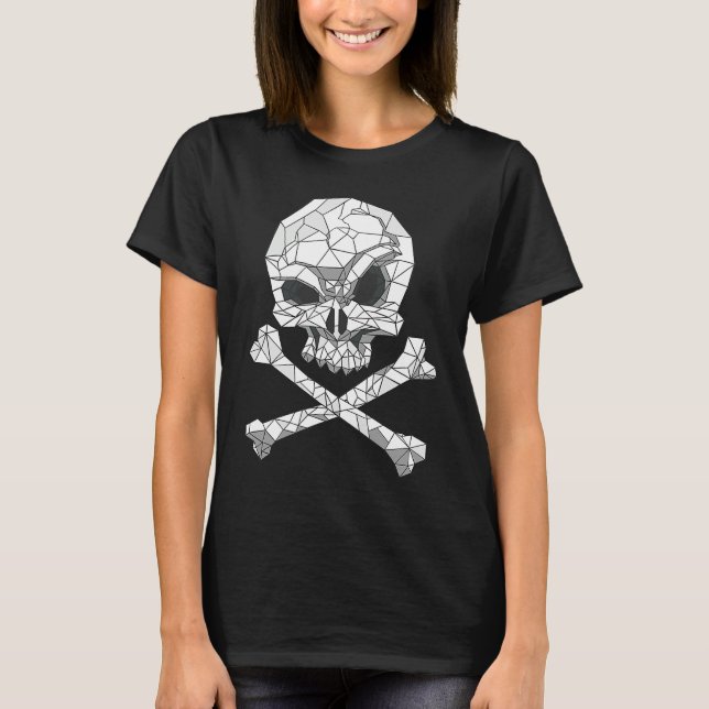 Camiseta Skull And Bones Geometric Bizarre Dark (Frente)