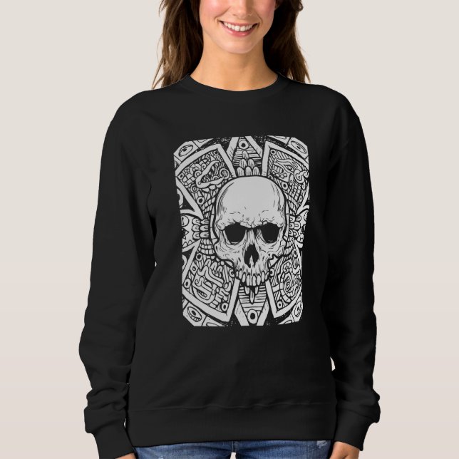 Camiseta Skull Aztec Calendar Dia De Los Muertos Mexicano D (Frente)