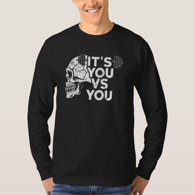 Camiseta Skull Barbell Weising Bodybuilding Workout E (Frente)