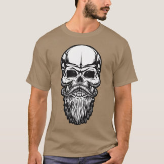 CAMISETA SKULL BARBER SQUELETON BEARD E MUSTACHE GIFT FOR