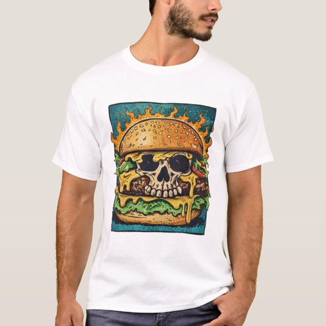 Camiseta Skull Burger Monster Art (Frente)