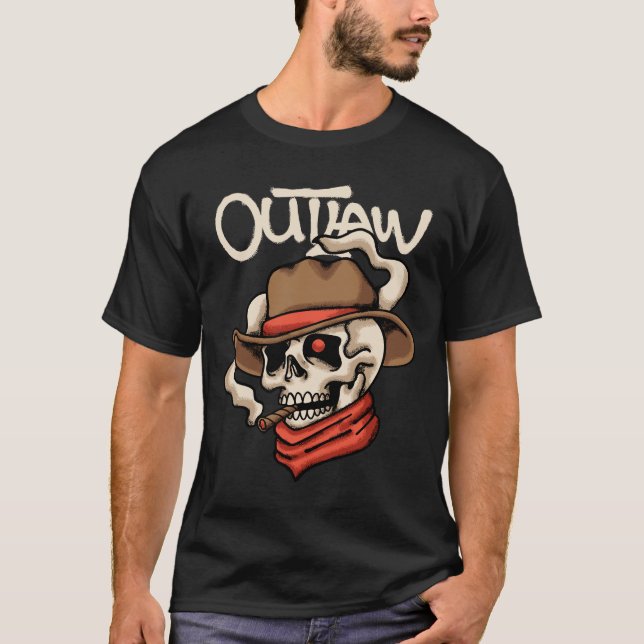 Camiseta Skull Cowboy Smoking streetwear (Frente)