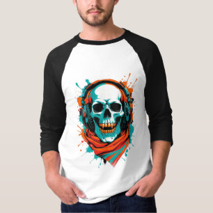 Camiseta Skull DJ Fones de ouvido - Street Art Vibe Music T
