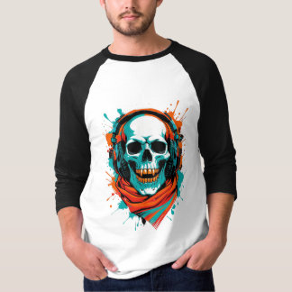 Camiseta Skull DJ Fones de ouvido - Street Art Vibe Music T
