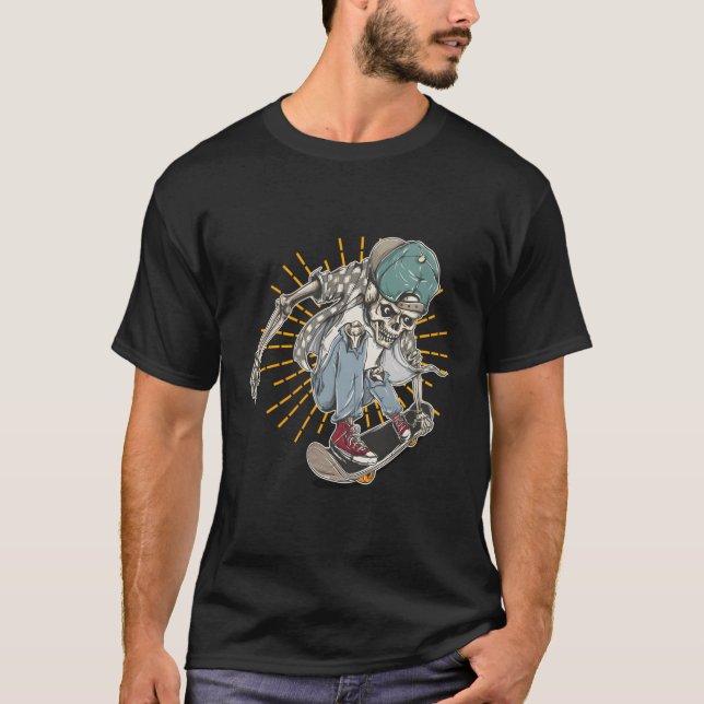 Camiseta Skull E Bones Vintage Skate (Frente)