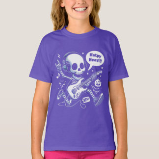 Camiseta Skull Guitar Halloween Rocker Encantado Música Tee