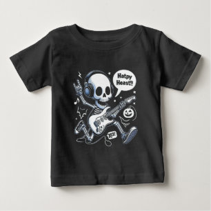 Camiseta Skull Guitar Halloween Rocker Encantado Música Tee