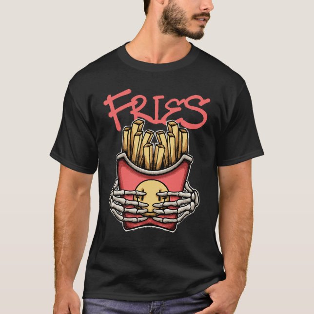 Camiseta Skull Hands Grasping French Fries streetwear  (Frente)