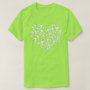 Camiseta Skull Heart Green Outline